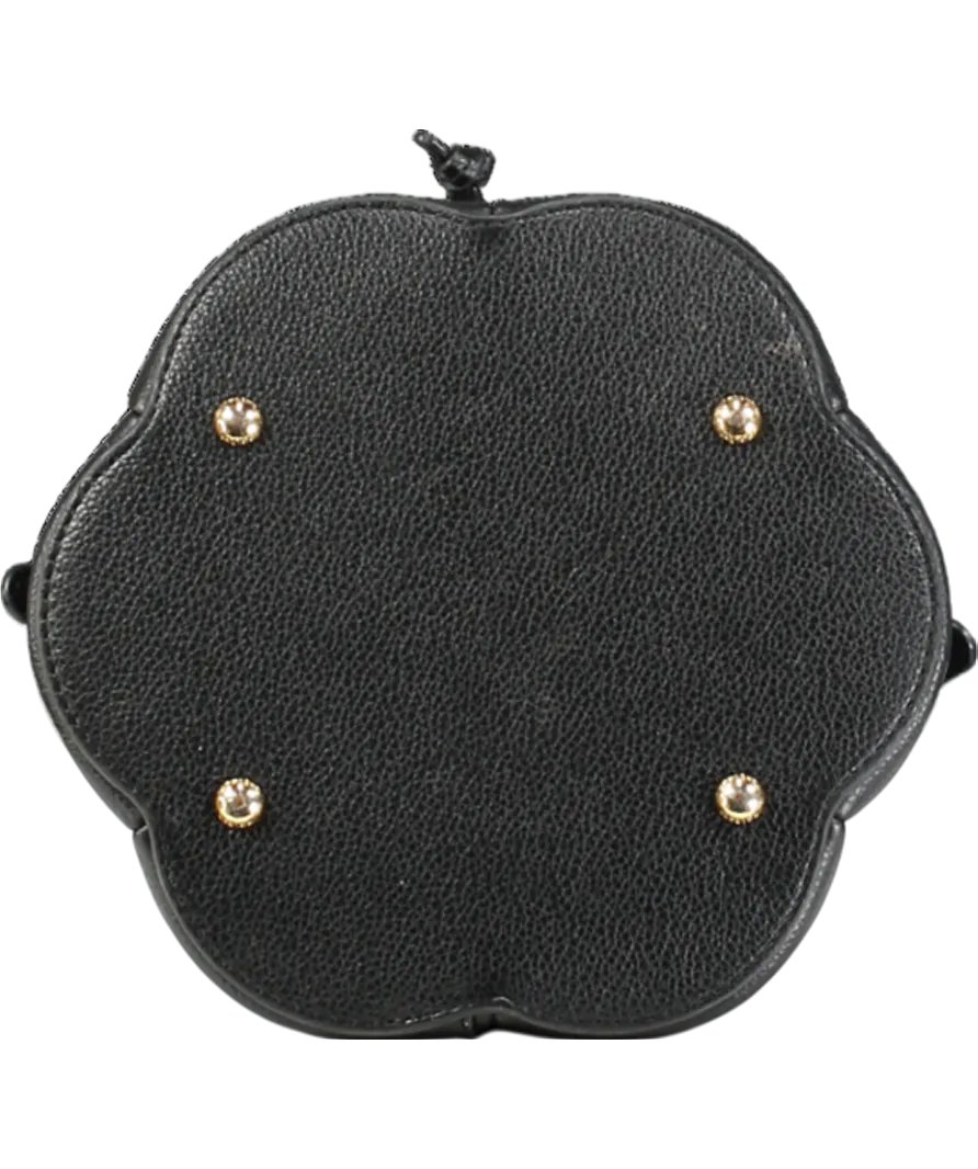 Polene Numro Huit Mini Edition Textured Black Bag With Top Handle And Shoulder Strap