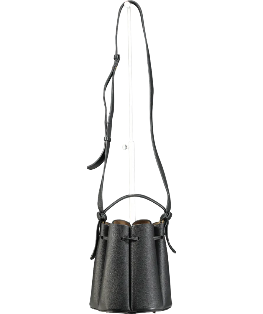 Polene Numro Huit Mini Edition Textured Black Bag With Top Handle And Shoulder Strap