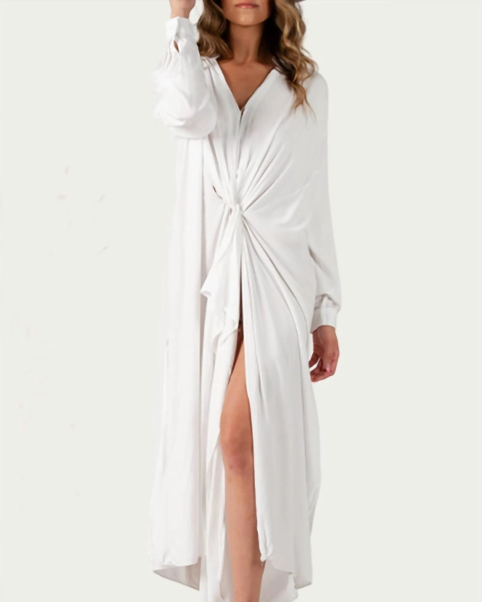 Renee Twist Front Jersey Maxi Dress in White | White