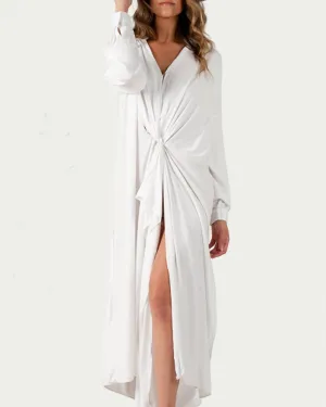 Renee Twist Front Jersey Maxi Dress in White | White