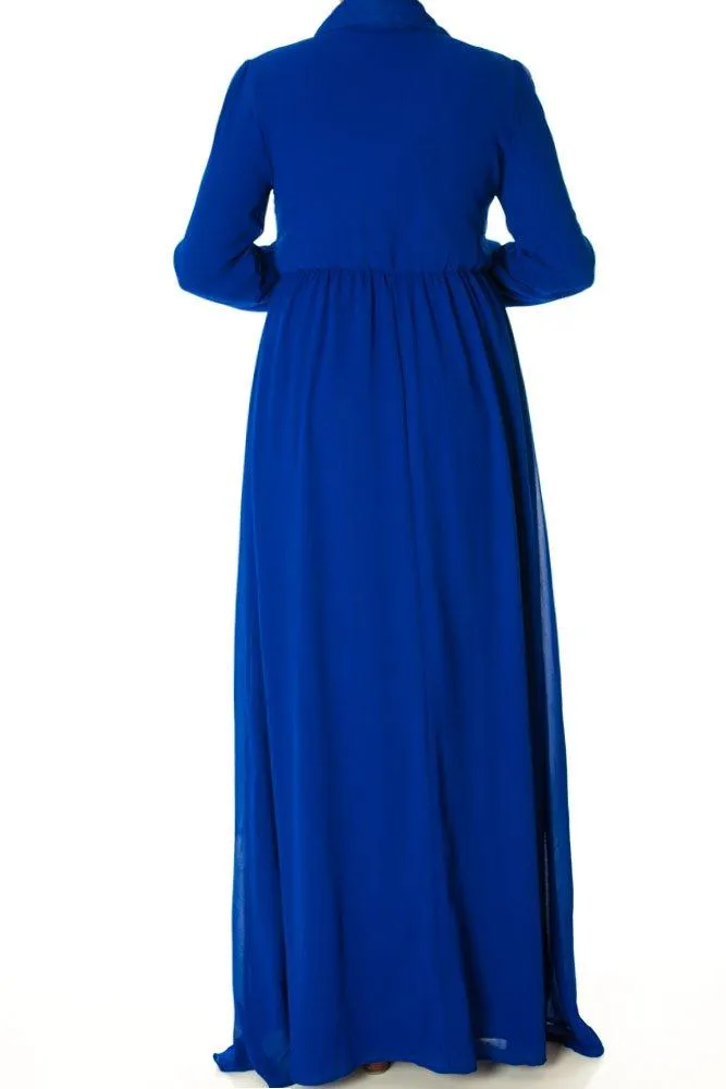 Royal Buttons Chiffon Dress