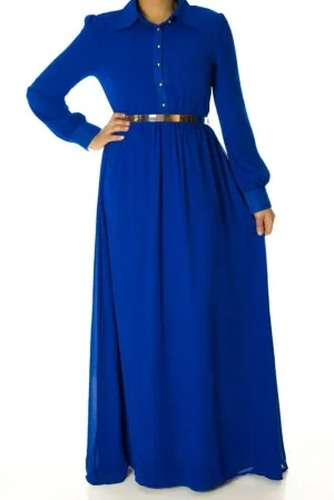 Royal Buttons Chiffon Dress