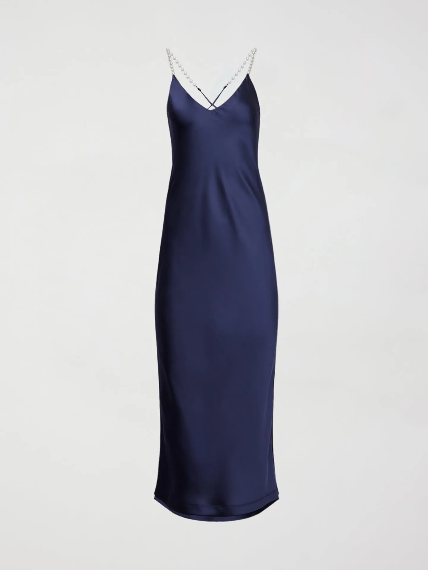 SATIN SLIP DRESS - NAVY