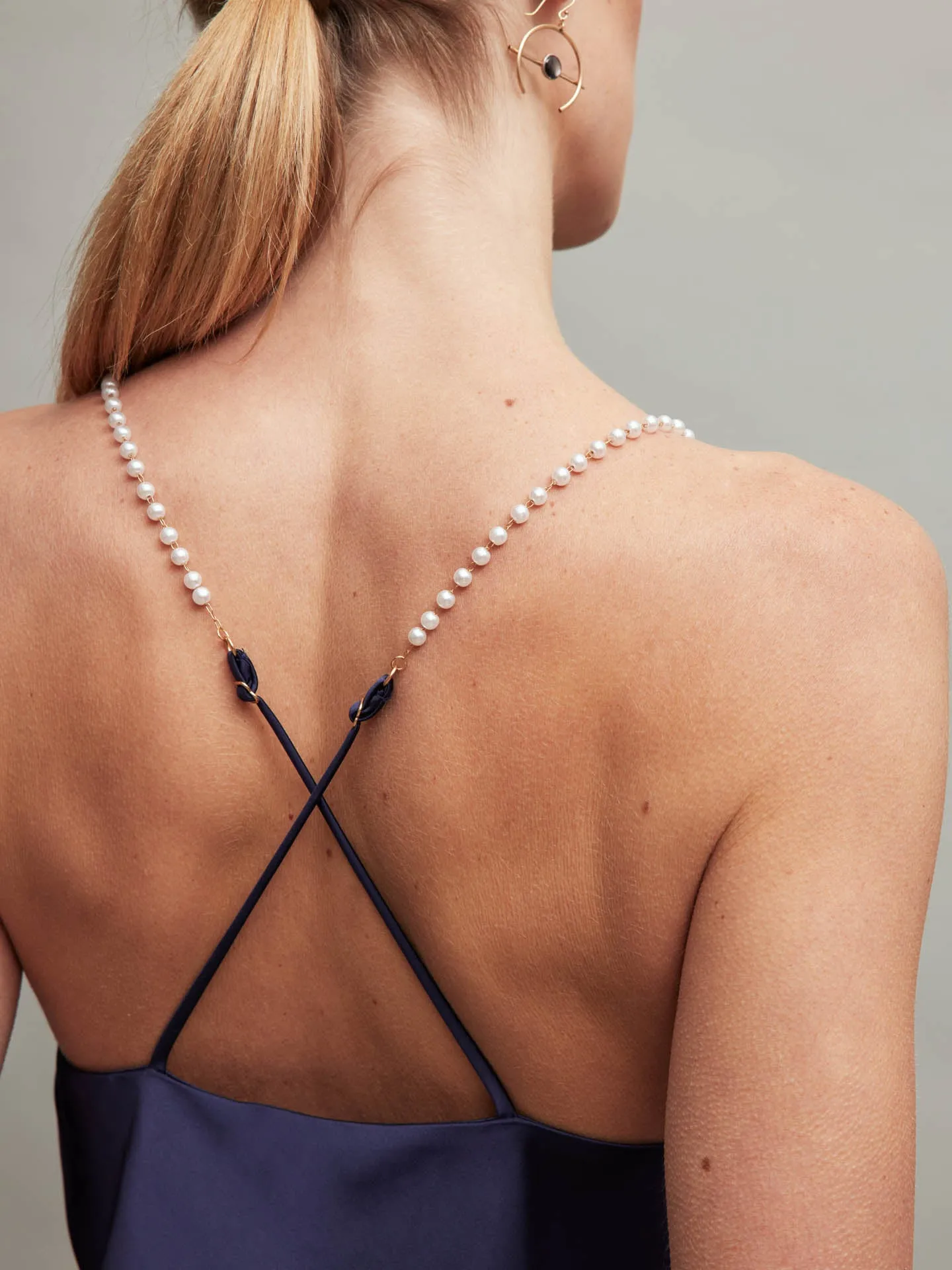 SATIN SLIP DRESS - NAVY
