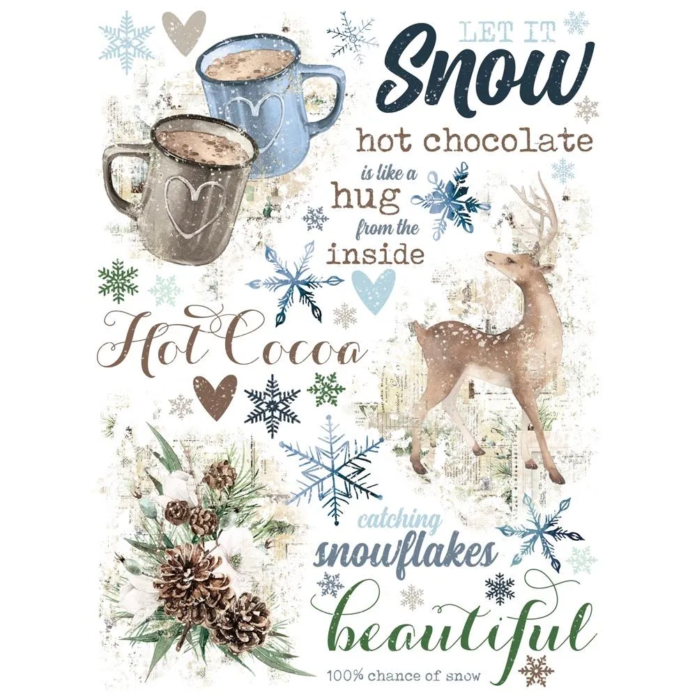 Simple Vintage Fresh Snow Rub-Ons 6"X8"