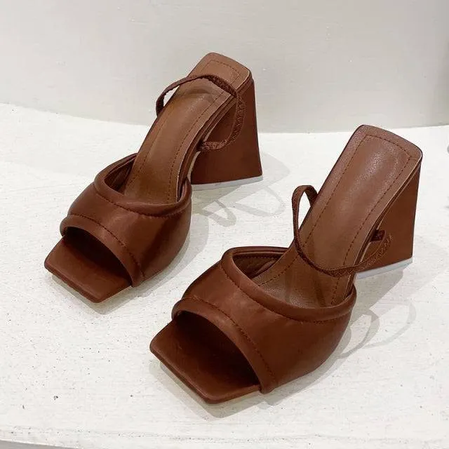 Triangle High Heel Summer Sandals Sexy Satin Soft Padded Party Shoes Comfort Runway Back Strap Dress Sandals