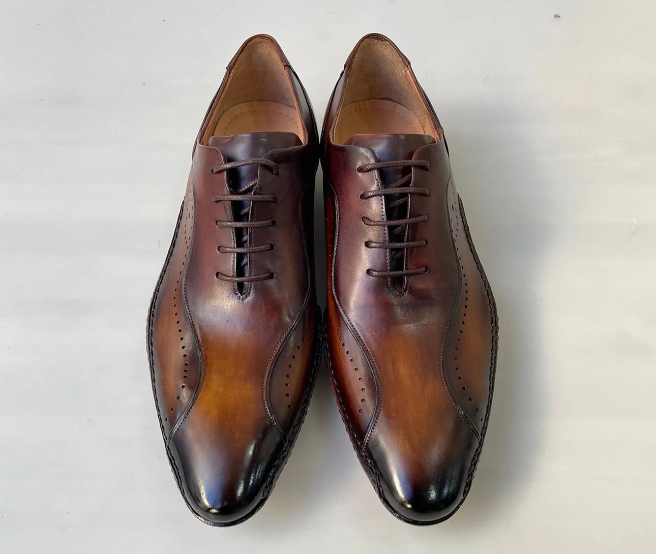 Tucci Di Lusso Mens Brown handmade Italian leather luxury lace-ups Oxford dress shoes