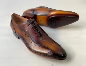 Tucci Di Lusso Mens Brown handmade Italian leather luxury lace-ups Oxford dress shoes
