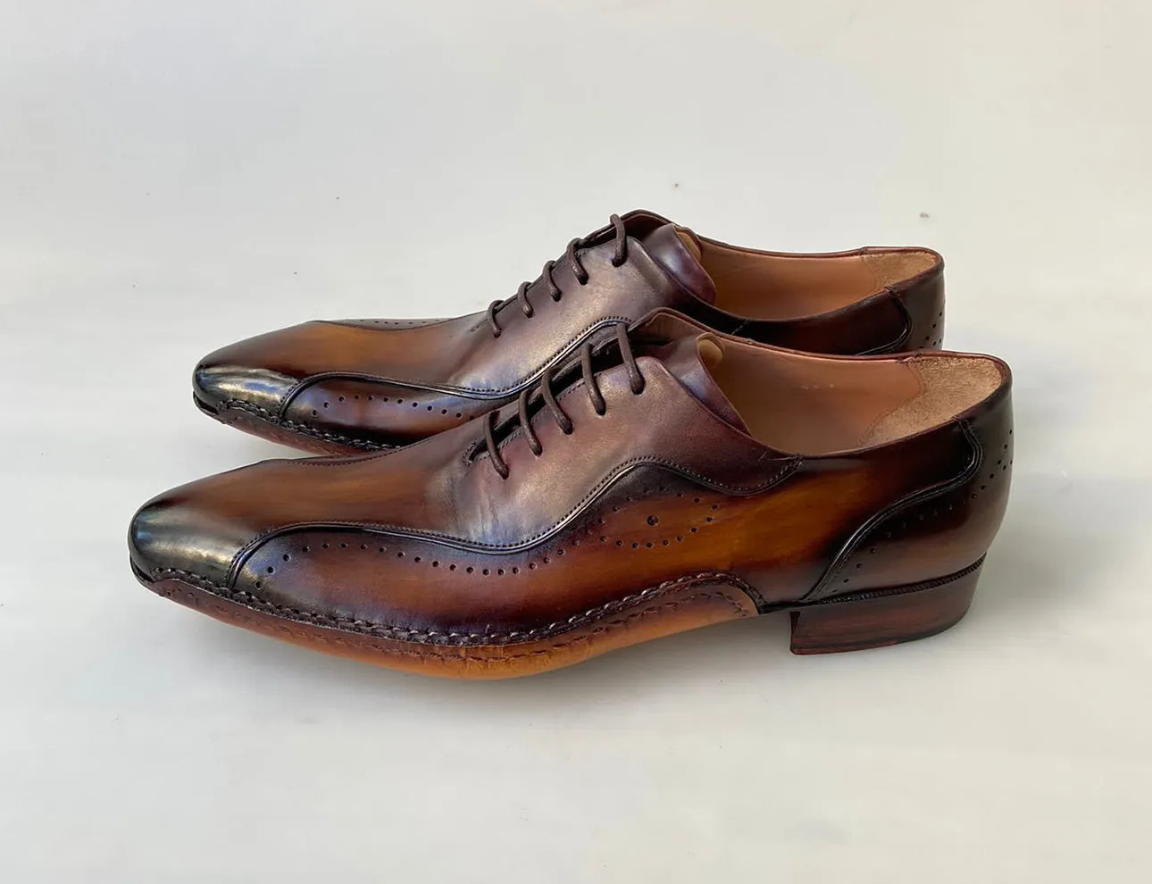 Tucci Di Lusso Mens Brown handmade Italian leather luxury lace-ups Oxford dress shoes