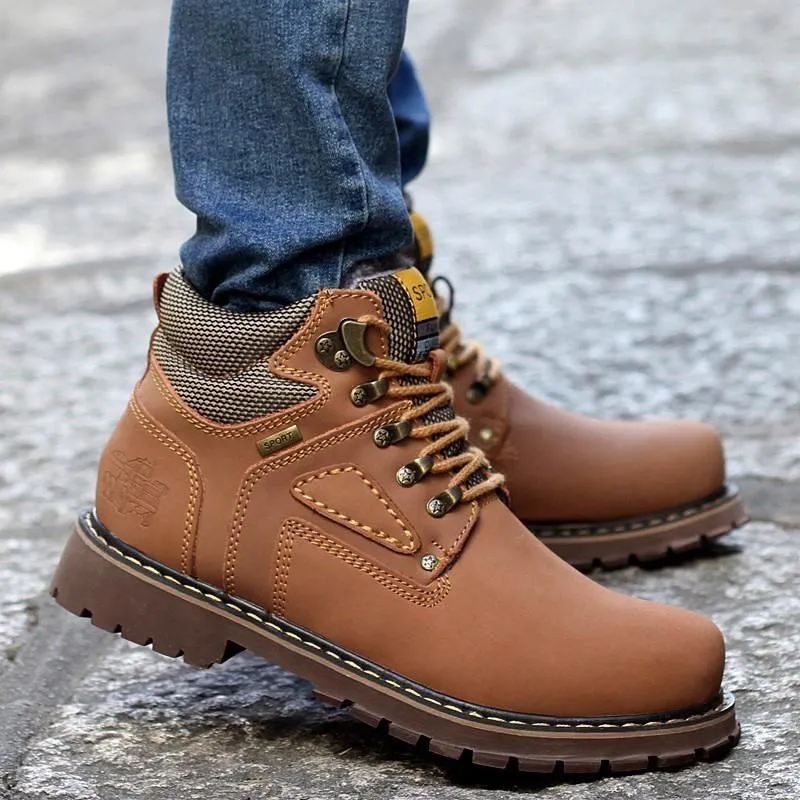 West Louis Durable Rubber Leather Ankle Boots