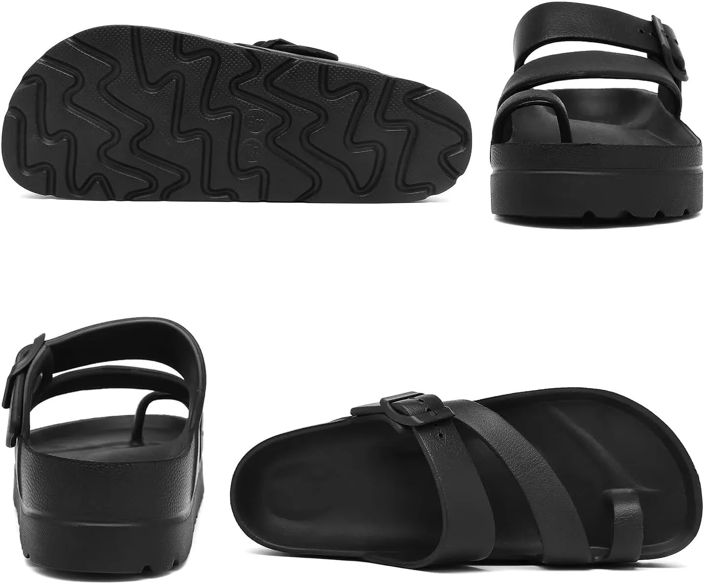Womens Platform Sandals with Arch Support, Adjustable Buckle Beach Sandal Woman Comfort Lightweight Ultra Cushion EVA Slides