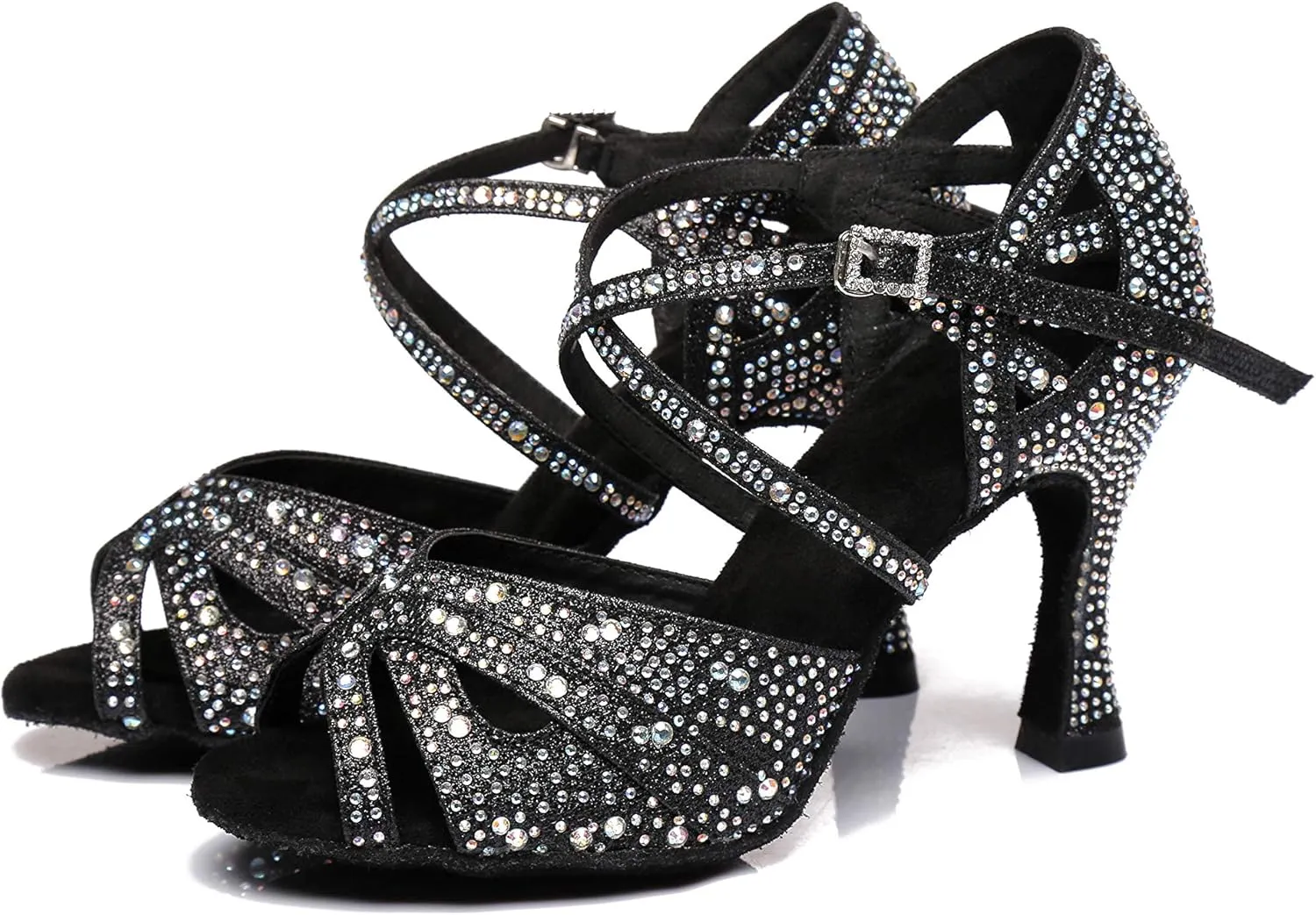 Women's Rhinestone Ballroom Dance Shoes Performance Wedding Dance Shoes for 1920s Party