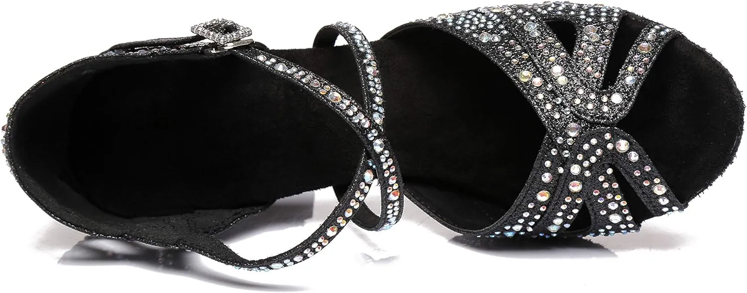 Women's Rhinestone Ballroom Dance Shoes Performance Wedding Dance Shoes for 1920s Party