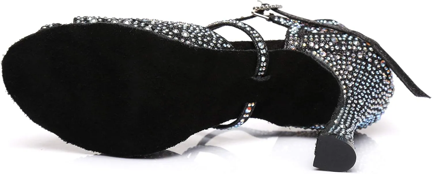 Women's Rhinestone Ballroom Dance Shoes Performance Wedding Dance Shoes for 1920s Party