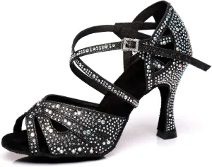 Women's Rhinestone Ballroom Dance Shoes Performance Wedding Dance Shoes for 1920s Party