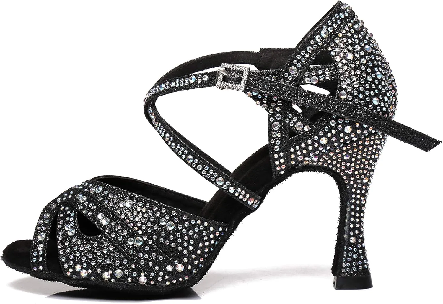 Women's Rhinestone Ballroom Dance Shoes Performance Wedding Dance Shoes for 1920s Party