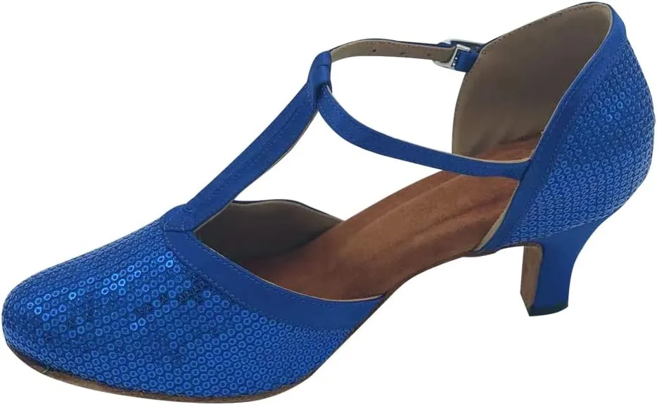 Women's Suede Sole Performance Sequins Ballroom Dance Shoes Latin Salsa Wedding Shoes