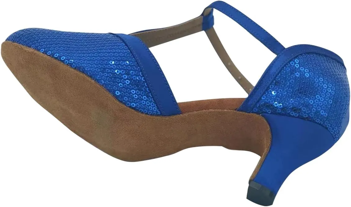 Women's Suede Sole Performance Sequins Ballroom Dance Shoes Latin Salsa Wedding Shoes